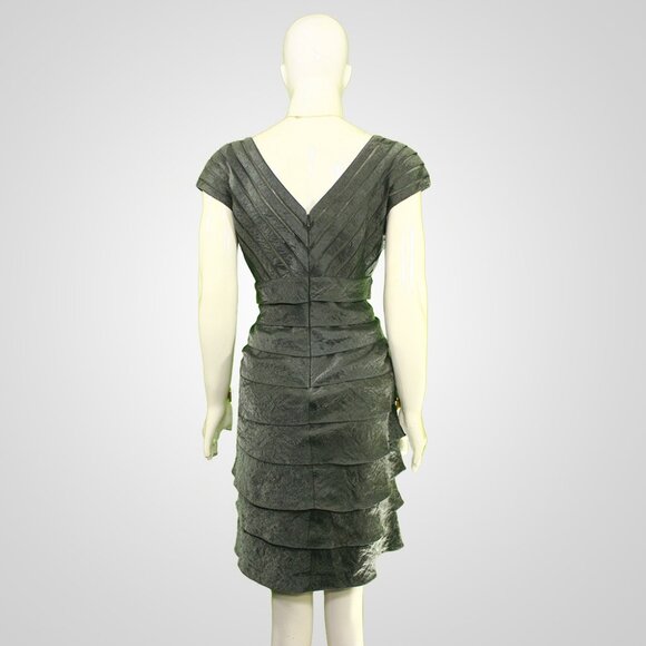 Chic '90s Vintage Adrianna Papell Layered Cocktail Dress - Dark Olive - Picture 2 of 6